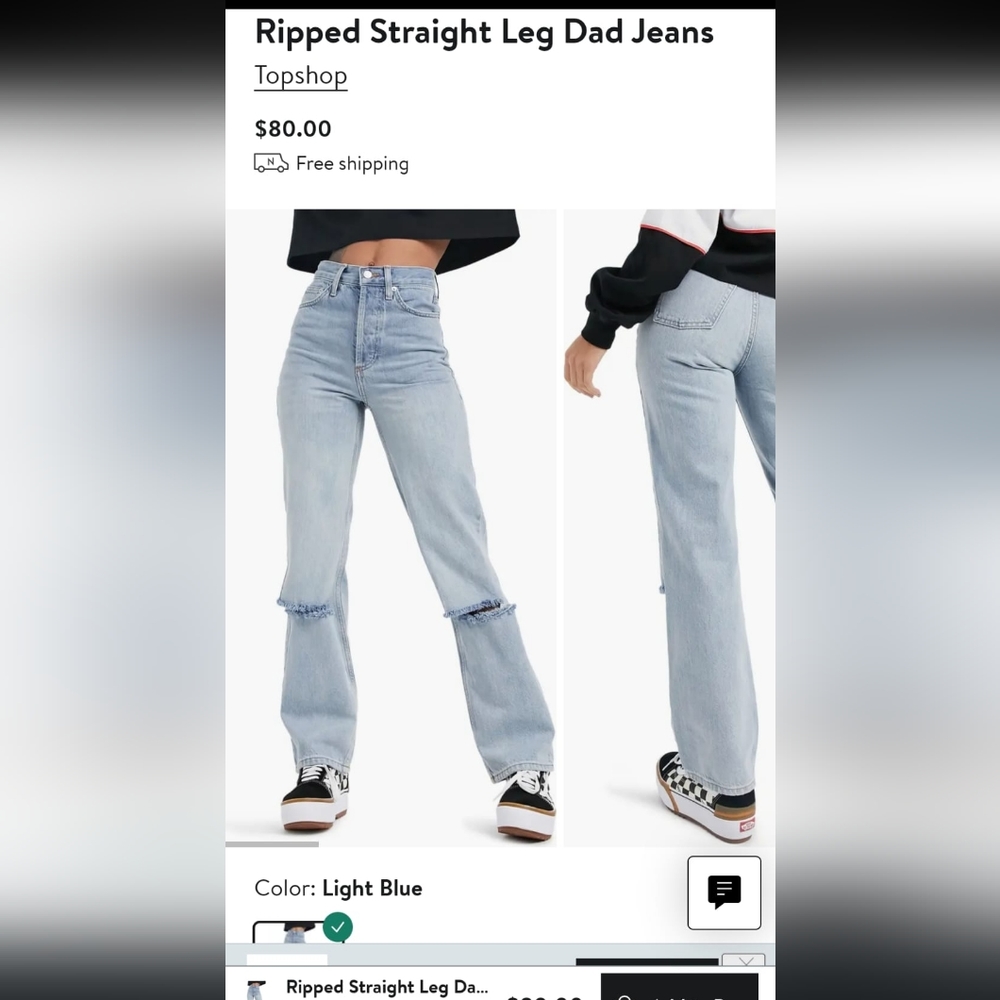 Ripped Straight Leg Dad Jeans Topshop